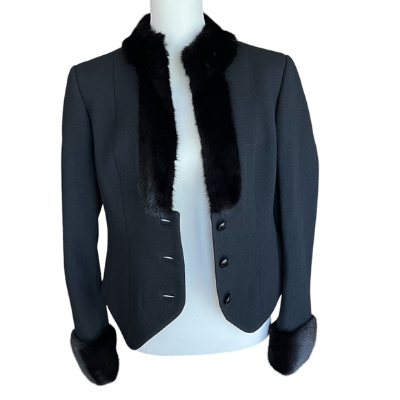 Brooks Brothers Mink Trimmed Wool Jacket Blazer with Silk Lining Size 12 - Picture 11 of 11